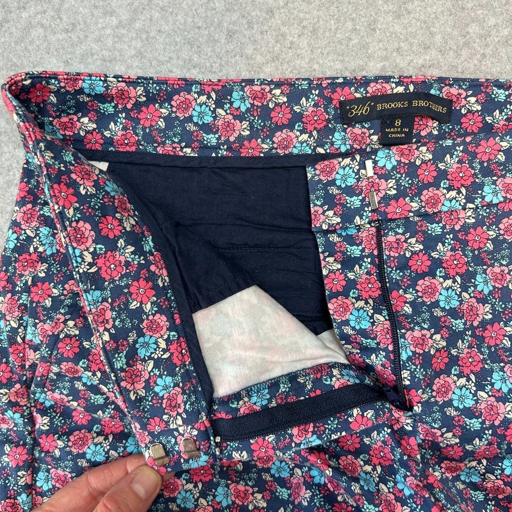 Brooks Brothers Womens Shorts Blue Pink Floral Casual Spring Summer Preppy Sz 8 - Picture 7 of 13